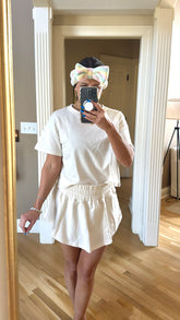 Cream High Waist Skort Set